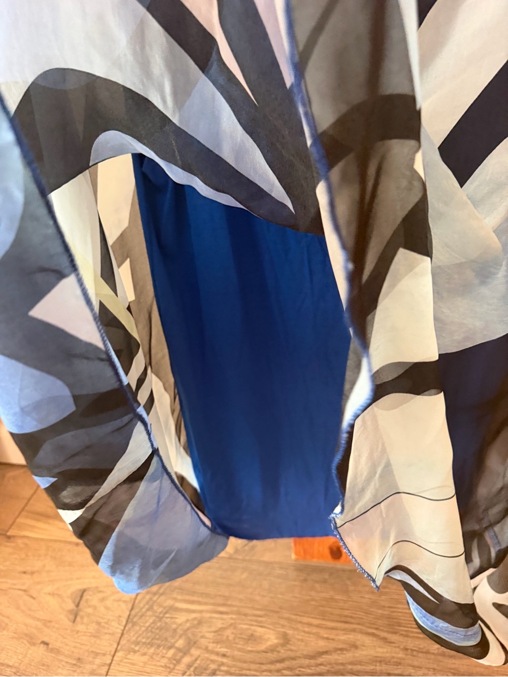 Tempo Paris Abstract Print Silk Viscose Layered Top Made in Italy Size S/M Blue - Picture 5 of 7